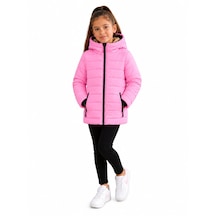 Dublino Kids Pembe Kız Çocuk Kapüşonlu Su Ve Rüzgar Geçirmez Şişme Mont