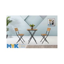 Ahşap Katlanır Masa Sandalye Bahçe Balkon Mutfak Takımı 2 Sandalye 1 Masa Bistro Takım Çok Renkli