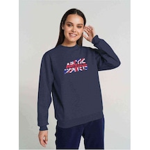 Arctic Monkeys Baskılı Indigo Mavi Kadın Sweatshirt (534591601)