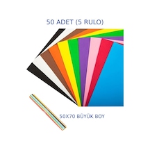 50 Adet 50x70 Cm Fon Kartonu 10 Renk(5 Rulo) Fon Kartonu