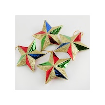 4 - 6 - Adet Simli Yıldız Yılb Ağaç Süsü - Kmrsfres - 7 Cm-sarı Diğer