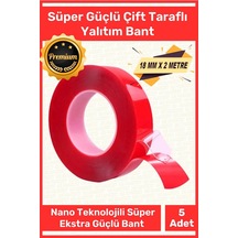 Deluxe Ekstra Güçlü Çok Amaçlı Çift Taraflı Tamir Cam Mekan Montaj 2mt Silikon Şeffaf Bant 5 Adet
