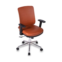 Ofisbazaar Up Deri Çalışma Koltuğu Ergonomik Şef Ve Toplantı Koltuğu Martin09 Kahverengi Deri Kahverengi