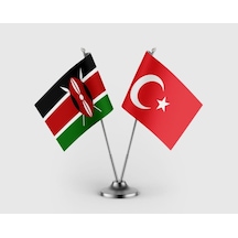 Kenya Ve Türkiye Bayrağı İkili Saten Masa Bayrağı Takımı Diğer