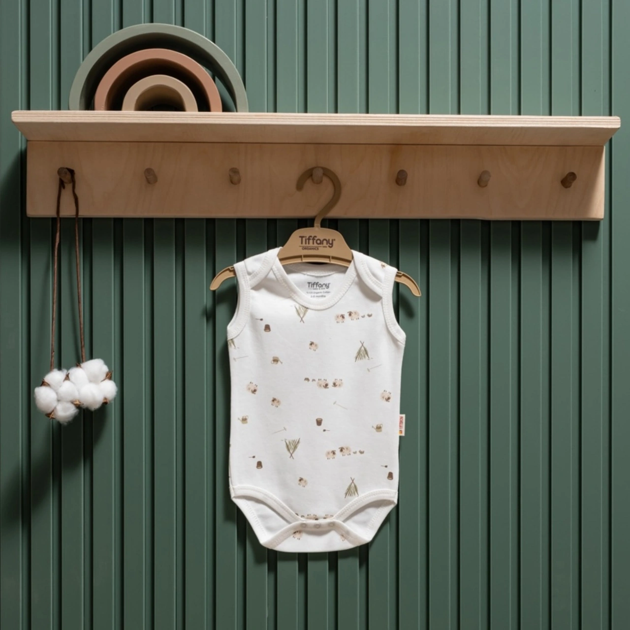 Tiffany Baby & Kids Tiffany Baby Happy Lambs Organik Theme Atlet Body 33009 Ekru