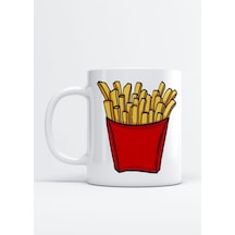Patates Sticker Baskı Porselen Kupa Bardak Beyaz