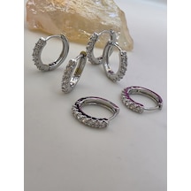 6'lı Zirkon Taşlı Gümüş Silver Renk Küpe Seti 1cm Gümüş 6'lı Zirkon Taşlı Gümüş Silver Renk Küpe Seti 1cm Gümüş