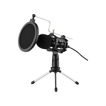 Leezsing F8 Masaüstü Mikrofon Seti: Mini Mikrofon, Tripod, Titreşim Önleyici, Rüzgar Koruma, 3.5mm Bağlantı