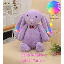 Led Işıklı. Uyku Arkadaşı Uzun Kulak Bunny Peluş Tavşan 65Cm Lila