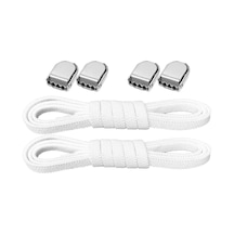 Akıllı Kilitli Ayarlanabilir Beyaz 6 Mm Lastik Pratik Bağcık 1 Çift Beyaz