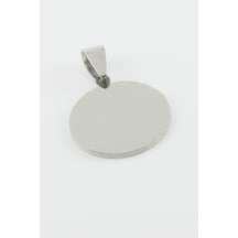 Yuvarlak - 255 - İsim Yazılabilir Çelik Kolye Ucu 3 Cm - Nazblsmm - Gümüş Rengi