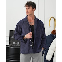 Modefendi Fitil Kadife Oversize Gömlek Lacivert Modefendi Fitil Kadife Oversize Gömlek Lacivert