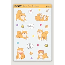 Sevimli Yavru Shiba Inu Köpek Sticker Seti - 14 Adet Etiket Çıkartma Diğer