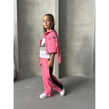 Hey You Kız Çocuk Eşofman Alt Üst 3'lü Takım Pembe