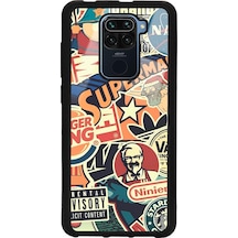 Xiaomi Redmi Note 9 Retro Marka Tasarımlı Glossy Telefon Kılıfı Siyah
