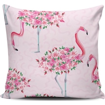Kırlent Dünyası Flamingo Temalı Dijital Baskılı Kırlent Kılıfı (374791512)