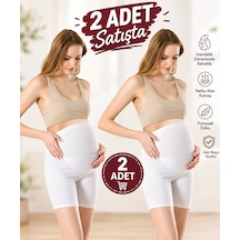 Fabony Kadın Beyaz Modal Hamile Kısa Tayt-2 Adet- 1110b