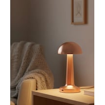 Mey İthalat Bronz Dokunmatik Masa Lambası 3 Renk Led Şarjlı Kablosuz Usb Çıkışlı Çok Renkli