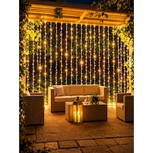 Yılbaşı Işıklandırma 3x2 Metre Fişli Sarı Led Perde Işık Yılbaşı Süsleri Ev Dekorasyonu Pencere Duvar Aydınlatma