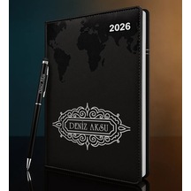 Bk Gift Kişiye Özel İsimli Termo Sert Kapak 2026 Siyah Ajanda & Kalem -11, Öğretmenler Günü Hediyesi, Yeni İş Hediyesi 35344 Bk Gift Renkli