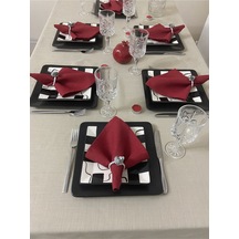 Keten Görünümlü Begonvil Masa Örtüsü Kapuçino 27 Parça Set