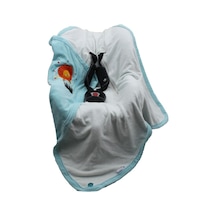 Piko Bebek Puset Battaniyesi 90X90 Cm Aslan Nakışlı - Turkuaz