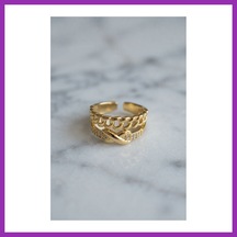 Bezos Zincir Ve Düğüm Detaylı Ayarlanabilir Gold Renk Yüzük Bty
