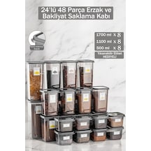 24 Adet 48 Parça Kare Erzak Saklama Kabı Seti-hava Geçirmez, Mutfak, Kiler Düzenleyici Bakliyat Kabı Gri - 694260681 Gri