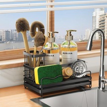 Mutfak Lavabosu İçin Sünger Tutucu, Çıkarılabilir Fırça Tutuculu Lavabo Caddy, Paslanmaz Çelik Kendinden Drenajl Diğer