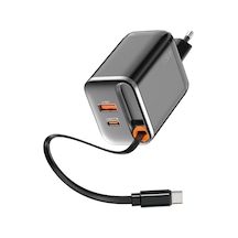 Wiwu Wi-g021 Helix Serisi Gan Teknolojili Usb-a To Type-c Pd 45w Type-c Kablolu Şarj Seti Siyah