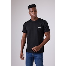 Marıne Tee Deniz Temalı Ribana Bisiklet Yaka Pamuk T-shirt-3144 SIYAH