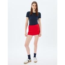 Koton Basic Fitilli Tişört Kısa Kollu Bisiklet Yaka Pamuklu Slim Fit Lacivert 5wak50089ek Lacivert