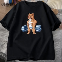 Tarzsokak Pit Bull Halter T-shirt Komik Deadlift Erkekler Spor Salonu Tshirt Erkek Pamuk Kısa Kollu O B 3001 Siyah