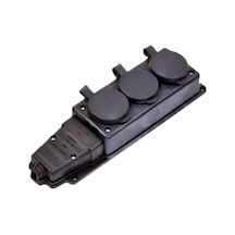 Ne-ad Kauçuk 1x16a Kapaklı 3'lü (üçlü) Grup Priz Siyah N11.466