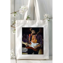 Art Hediye Jimi Hendrix Baskılı Bez Çanta Omuz Çantası Kişiye Özel Desen 3 Çok Renkli