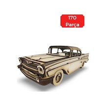 3d 1957 Chevrolet Bel Air Maketi - Ahşap Retro Araba Puzzle - 49x13x14 Cm - 170 Parça
