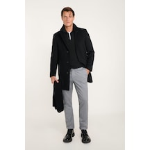 AC&Co / Altınyıldız Classics Erkek Grı Relax Fit Gömlek Yaka Beli Bağlamalıl Esnek Takım Elbise Gri