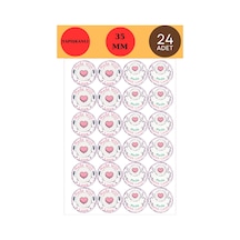 24 Adet - Bohemian Handmade Sticker - Teşekkürler Sticker - El Yapımı Sticker - Paketleme Sticker Çok Renkli