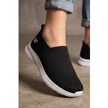 Cloudwalk Comfort Siyah Beyaz Rahat Günlük Yumuşak Tabanlı 4 Mevsim Trend Kadın Slip-on Sneaker ... Siyah - Beyaz