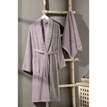 Pamuklu Havlu Ve Bornoz 2 Li Set Antrasit Mürdüm