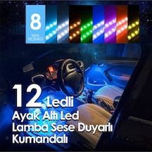 12 Ledli Ayak Altı Led Lamba Sese Ve Müziğe Duyarlı Kumandalı Led