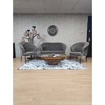 Zafir Teddy Takım Siyah Boyalı Telli Ayak Çay Seti Koltuk - Berjer , Balkon, Salon, Ofis Kahverengi