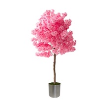 Pembe Yapay Ağaç Bahardalı 180 Cm Metal Saksı Yeşil