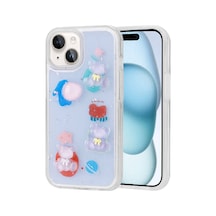 Zore İphone 15 Plus Uyumlu Kabartma Figürlü Parlak Ogaa Minimini Silikon Kılıf-mor