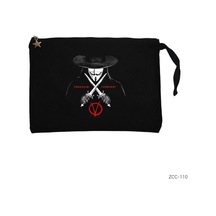 Zepplin Giyim V For Vendetta Freedom Siyah Clutch Astarlı Cüzdan / El Çantası