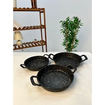 Favora Rachel 3 Lü Döküm Set Granit Yumurta Sahanı Siyah