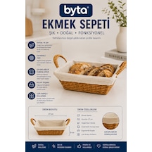 Hasır Ekmek Sepeti 27 Cm Kumaş Astarlı Kulplu Dikdörtgen Servis Ve Sunum Sepeti Kahverengi