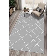 West Home Dijital Baskı Yıkanabilir Kaymaz Taban Gri Salon Halısı Mutfak Halısı Yolluk Wh 533 Grey