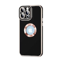 Apple Uyumlu iPhone  14 Pro Kılıf Kamera Korumalı Parlak Kenarlı Altın İşlemeli Logo Gösteren Kapak Kongo