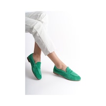 Mubiano Hakiki Deri Collection Kadın Süet Loafer & Babet Yeşil -mcmng2103-y Yeşil